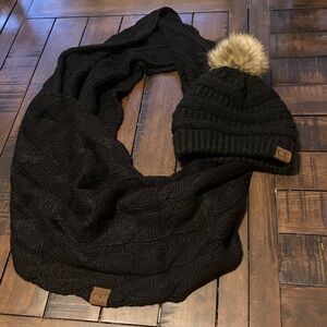 Black CC hat and infinity scarf set